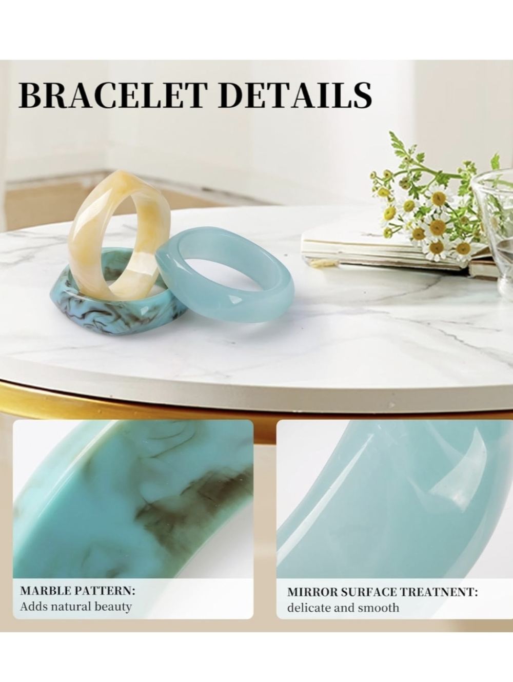 Stackable Resin Bangle Bracelet Set - Picture 3 of 6